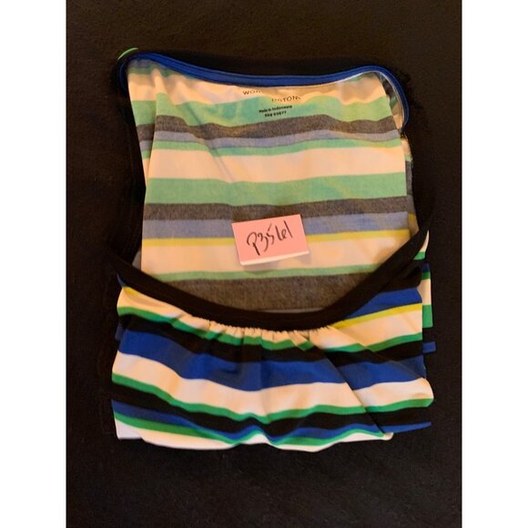 Worthington Womens Multicolor Striped Short Sleeve Top Size Large Polyester - Picture 8 of 8
